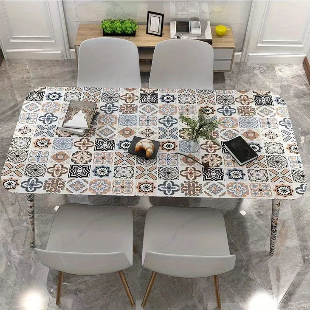 Self-Adhesive Wallpaper Boho Style Tile Pattern Contact Paper Waterproof Removable Living Room Kitchen Room Decor Sticker Wall