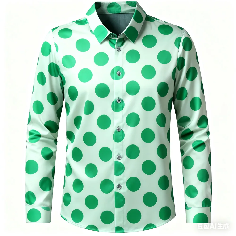 Men's white polka dot black and white classic business casual shirt for men Men's clothes christmas decoration god woman