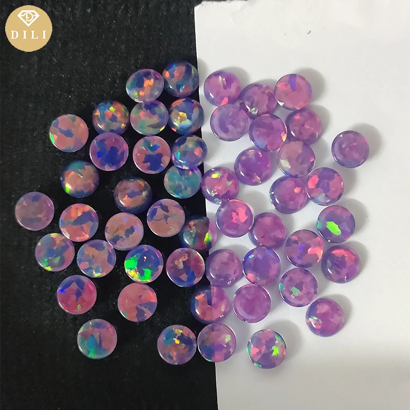 Free Shipping OP542 Purple Synthetic Flat Back Round Cabochon Dome Jelly Opal Stone For Jewerly Making