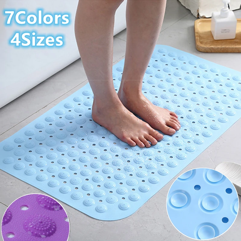 7 Colors 4 Sizes PVC Large Toilet Bathroom Bathtub Safety Shower Non-slip Bath Rug with Suction Cups Floor Mat Massage Cushion