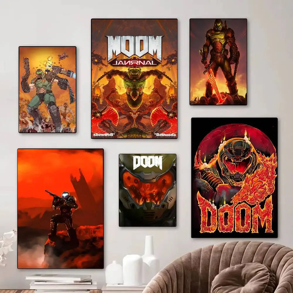 1 Stück Game A-DOOM-Eternal klassische Vintage-Poster, HD-Qualität, Wandkunst, Retro-Poster für Zuhause, Zimmer, Wanddekoration