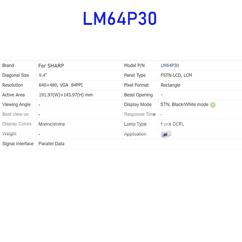 LM64P30 9.4 Inch Original LCD Display Screen Panel for Sharp Brand New and Fast Shipping 100% Tested