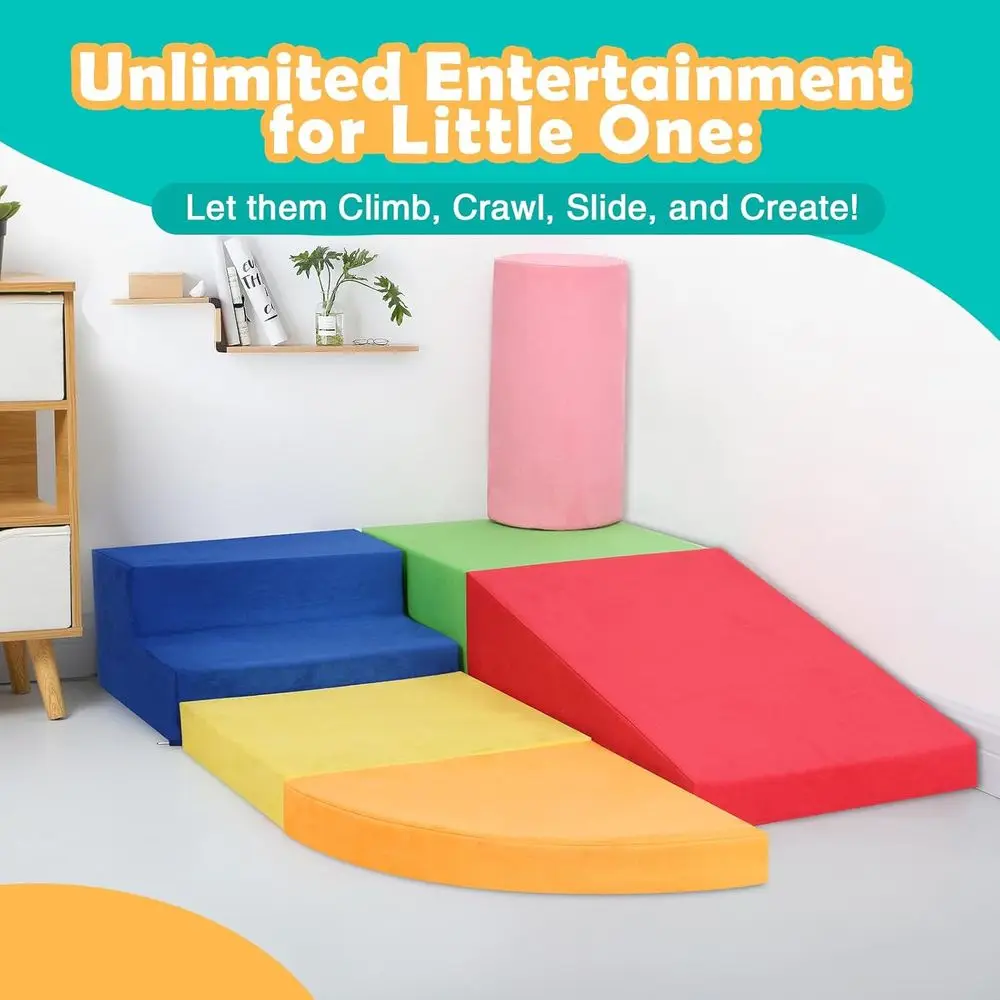 Toddler Foam Climbing Blocks Set - 6-Piece Soft Play Gym for Indoor Playtime