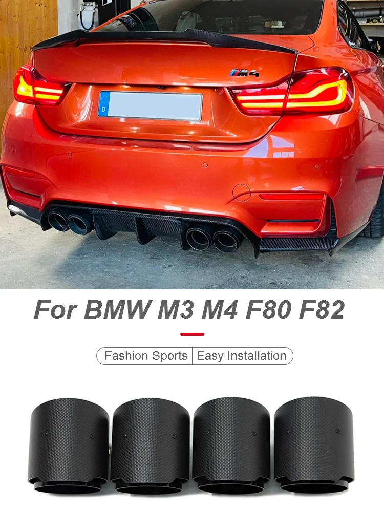 SYPES Carbon Fiber AK Exhaust Pipes for  M2 M3 M4 M5 F80 F83 F87 G80 G82 G83 G87 Double Nozzle Muffler Tips Car Accessories