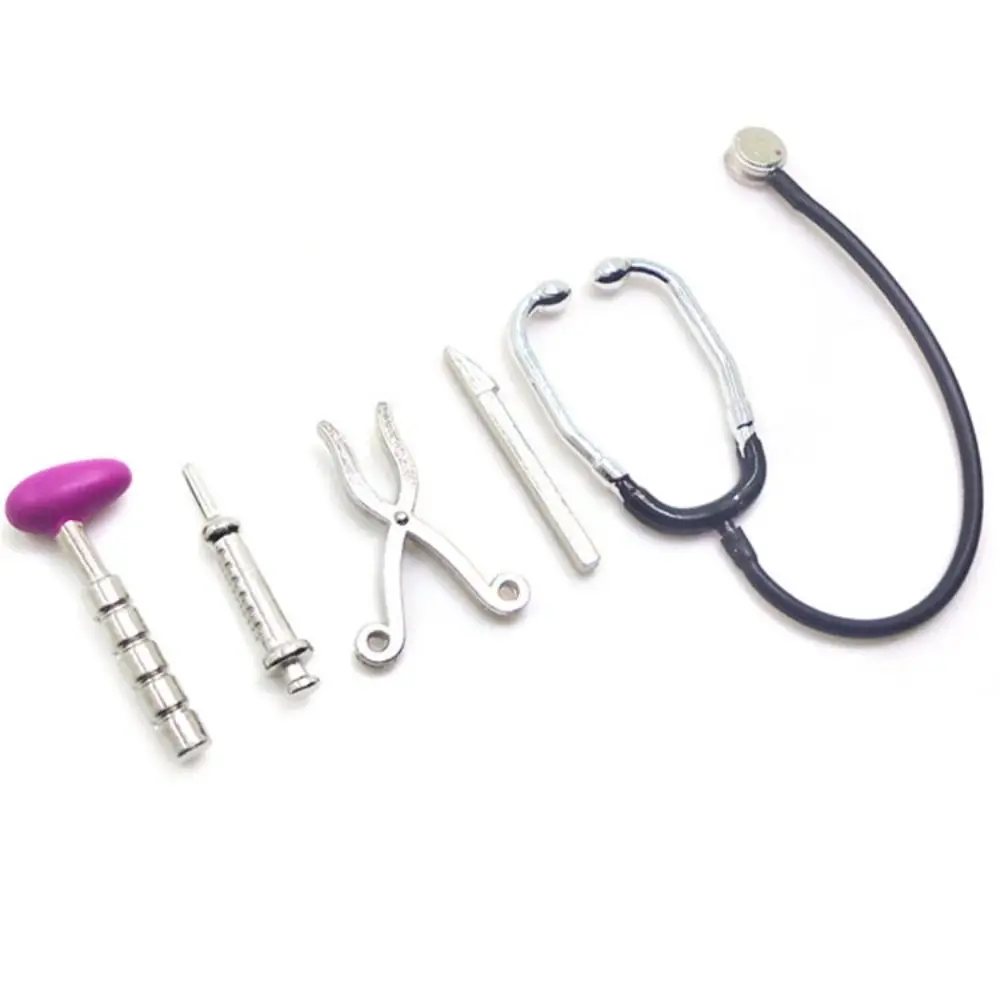 1/6 1/12 Scale Dollhouse Stethoscope Set Alloy Doctor Nurse Miniature Medical Appliances Playing House Doll Accessories