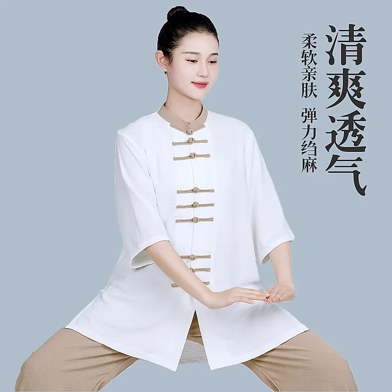 2026 New Unisex Cotton Linen Tai Chi Suit - Summer & Spring/Autumn New Chinese Style Wushu Outfit for Baduanjin Training (Breath