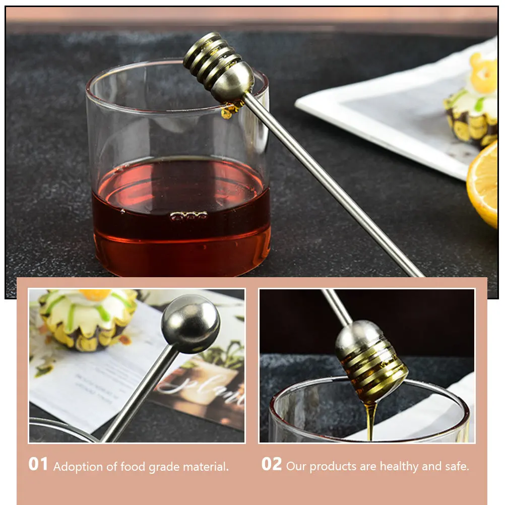Stainless Steel Honey Stir Wands Premium Food Safe Material Rust Proof Comfort Handle for Honey Jam Tea Stirring Reusable