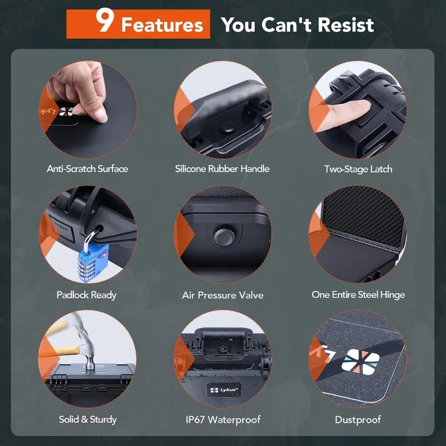 Waterproof Hard Case with Customizable Foam Insert Interior Measuring 11.81x7.87x4.72 Inches Ideal for Storing and Protecting F