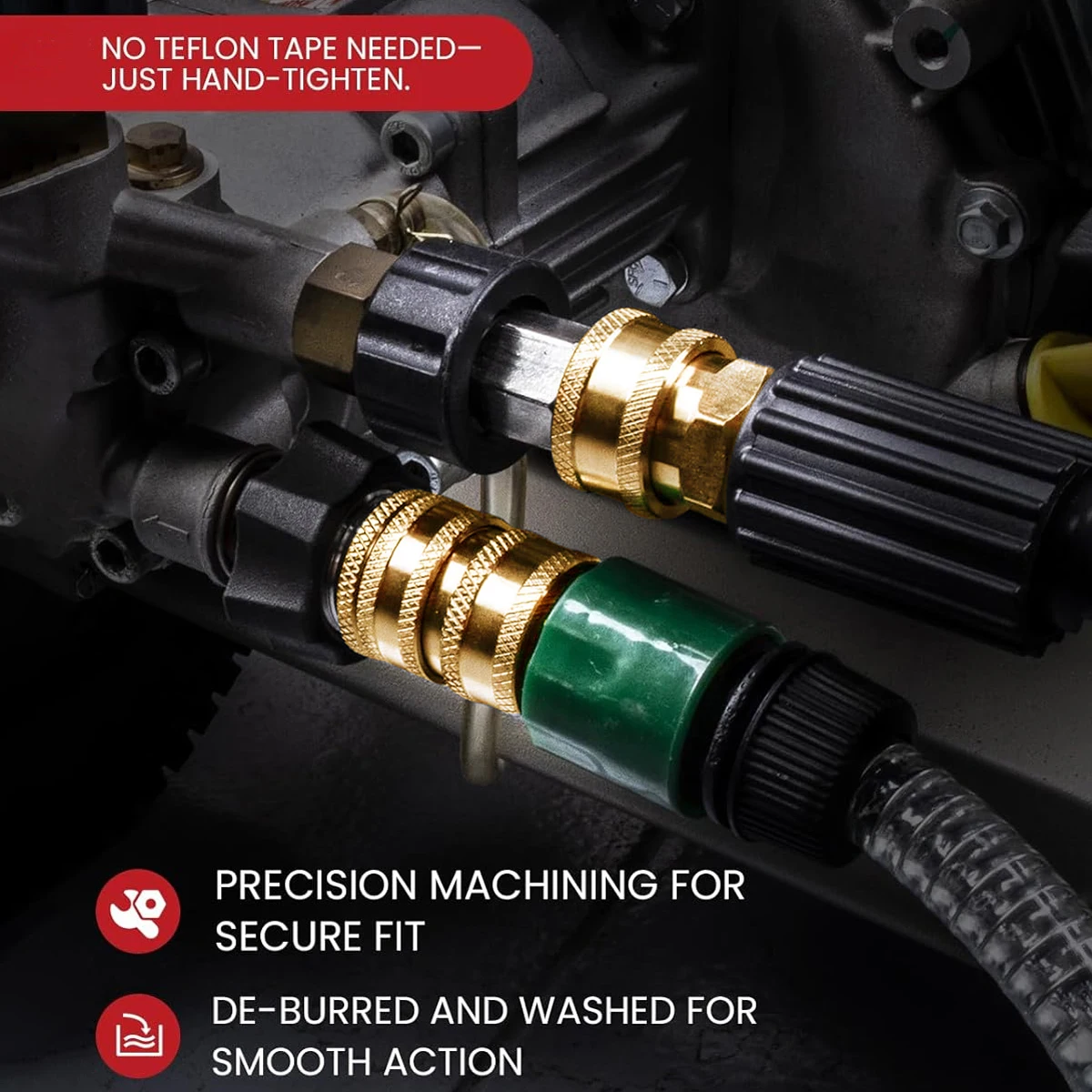 Pressure Washer Quick Connect Stainless Steel Kit, M22 14mm to 3/8" Quick Connect, Brass Fitting for 3/4-inch Threaded American image 4