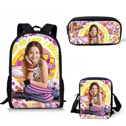 Fashion Novelty Pretty Soy Luna 3D Print 3pcs/Set pupil School Bags Laptop Daypack Backpack Inclined shoulder bag Pencil Case