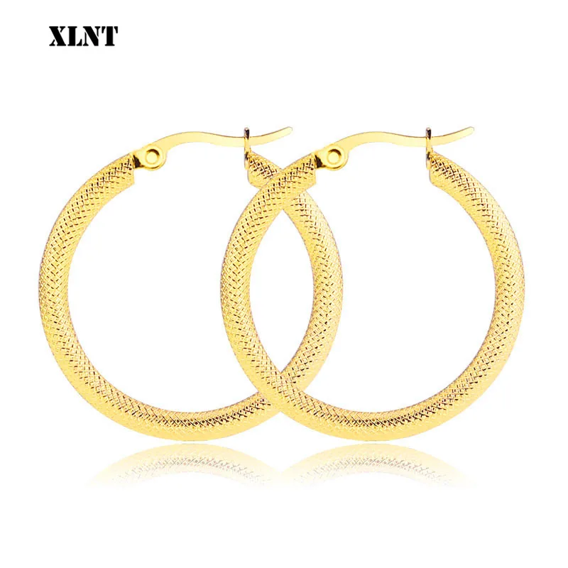 XLNT  2019 Punk 20-40mm Diameter Hoop Earrings For Women Statement Earrings Fashion Stainless Steel Jewelry Accessories