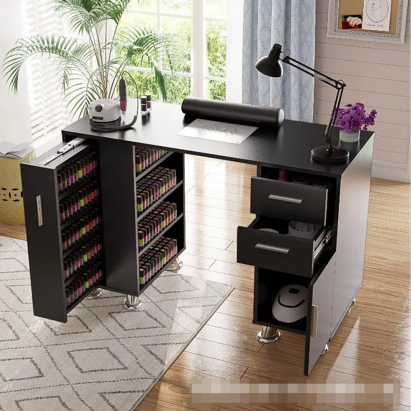 Foreign trade hot-selling plate manicure table, high-end design, storage and export Amazon multi-functional black manicure table