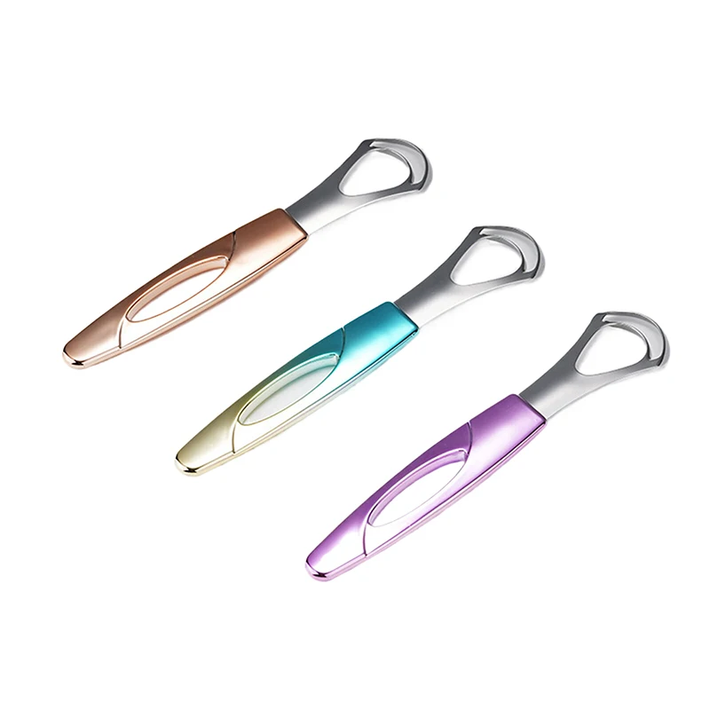 Three-color Stainless Steel Tongue Scraper Cleaner Fresh Breath Cleaning Coated Tongue Toothbrush Scraper Oral Hygiene Care Too