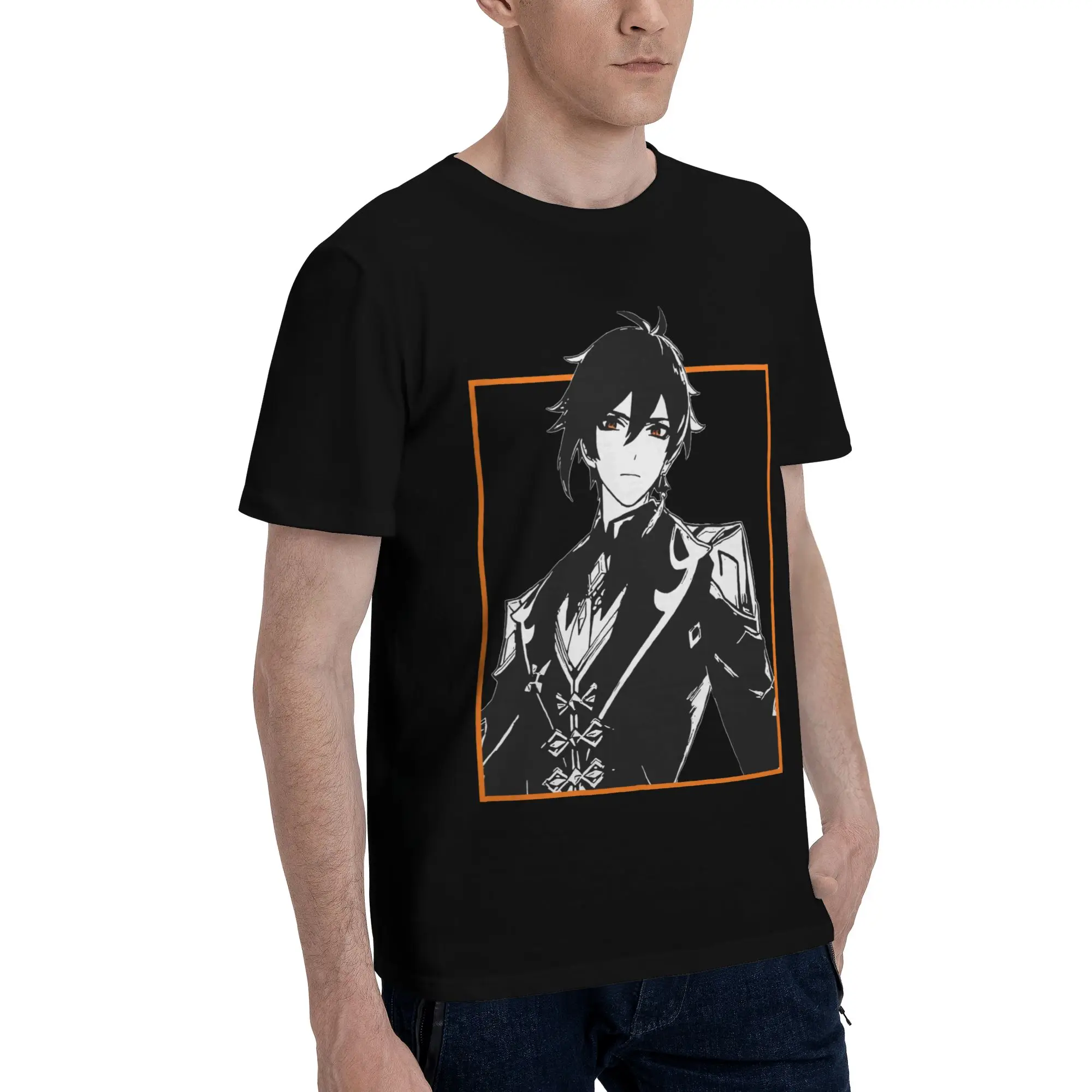 Zhongli Genshin Impact T-Shirt for Men Video Game Creative Cotton Tee Shirt Crew Neck Short Sleeve T Shirts Printing Clothing