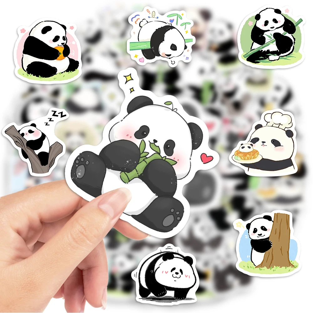 Cute Cartoon Panda Stickers Watercolor Fun DIY Gift Kids Toy Decal for Laptops Phones Scrapbook Luggages Decorative Waterproof