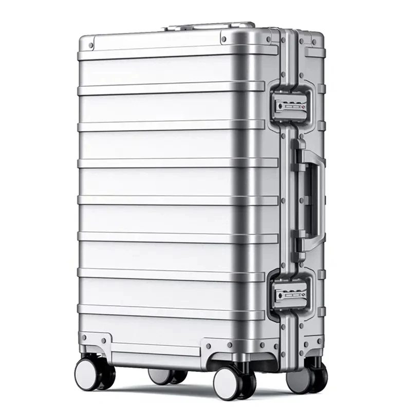 100% Aluminum Travel Luggage High End Fashion Trolley Suitcase Ultra-silent Password Lock 20 Inch Boarding Box Trend Luggage