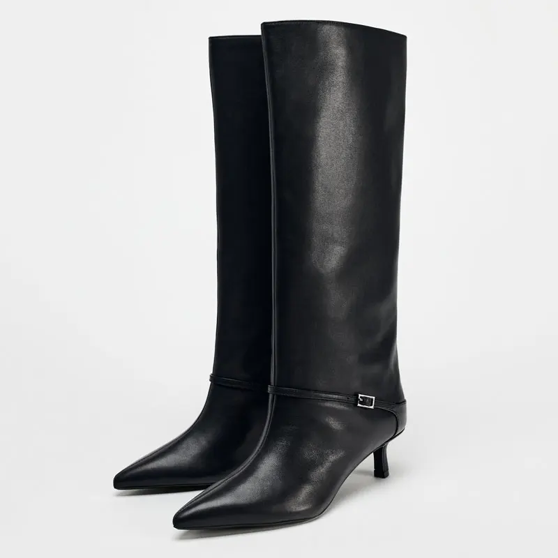 

High Heels Women's Long Boots Pointed Toe Fashion Shoes Designer Knee High Winter Boots 2025 Sexy Dress Chelsea Botas Para Mujer