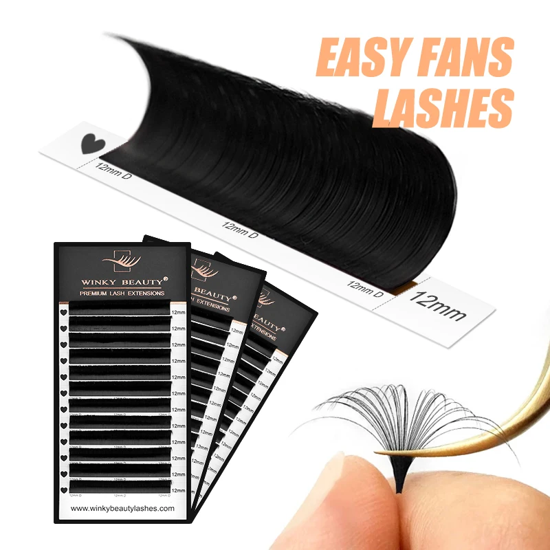 winky beauty Natural Soft Blomming Lashes Easy Fan Eyelash Extensions Mega Volume Fans 8-15mm Eyelashes Supplies for Eye Beauty