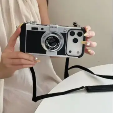 

Чехол для iPhone Air 17 16 15 14 13 12 Pro Max Plus 17Pro 16Pro i17 с дизайном винтажной камеры Emily in Paris и ремешком