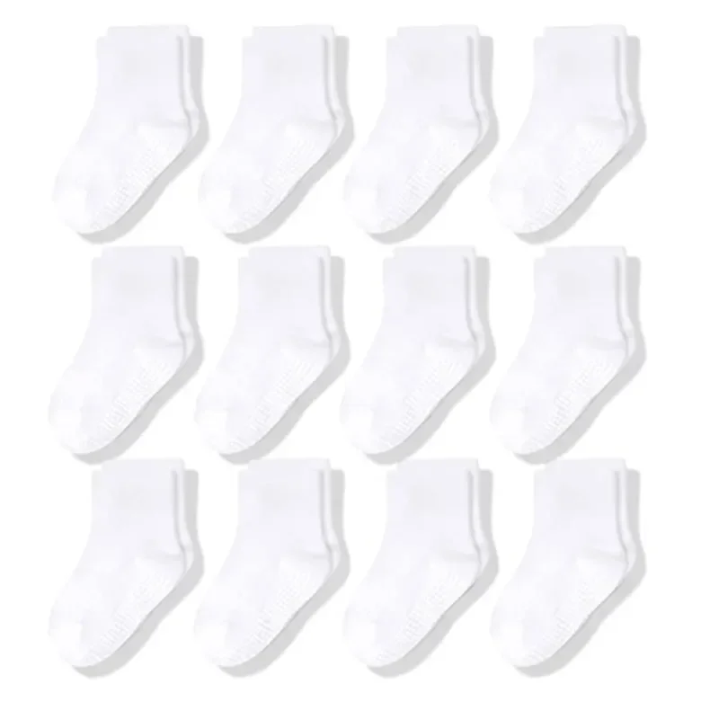 

12Pairs NonSlip Toddler Socks with Grip for Boys Girls Baby Infants Kids Anti Skid Cotton Crew Socks 1-7Years