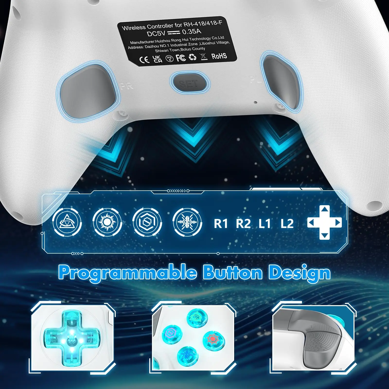 Controlador inalámbrico para PlayStation5/PS5/PS4/PC/iOS/Switch, Joystick de juego giroscopio de 6 ejes, vibración Dual, Turbo, mando de Control remoto