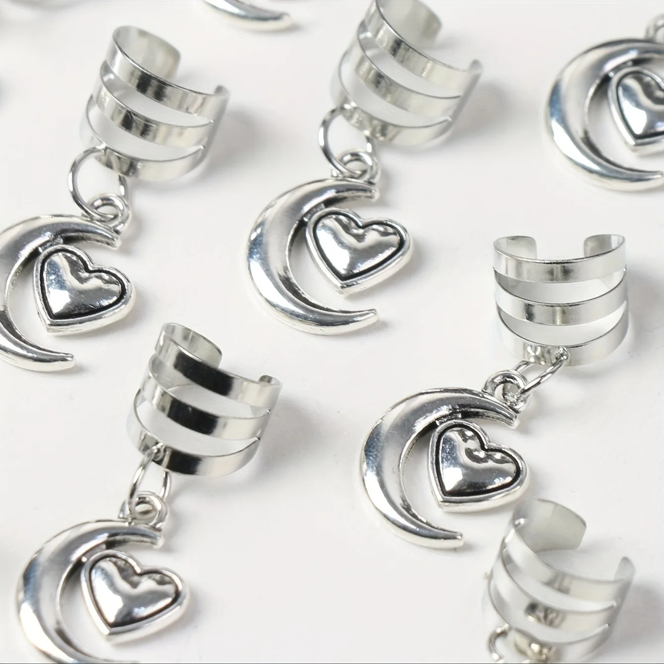 10 pz Crescent Moon Love Heart Anelli per capelli decorativi Treccia carina per donne e ragazze Accessori per capelli Loc Gioielli per capelli per trecce