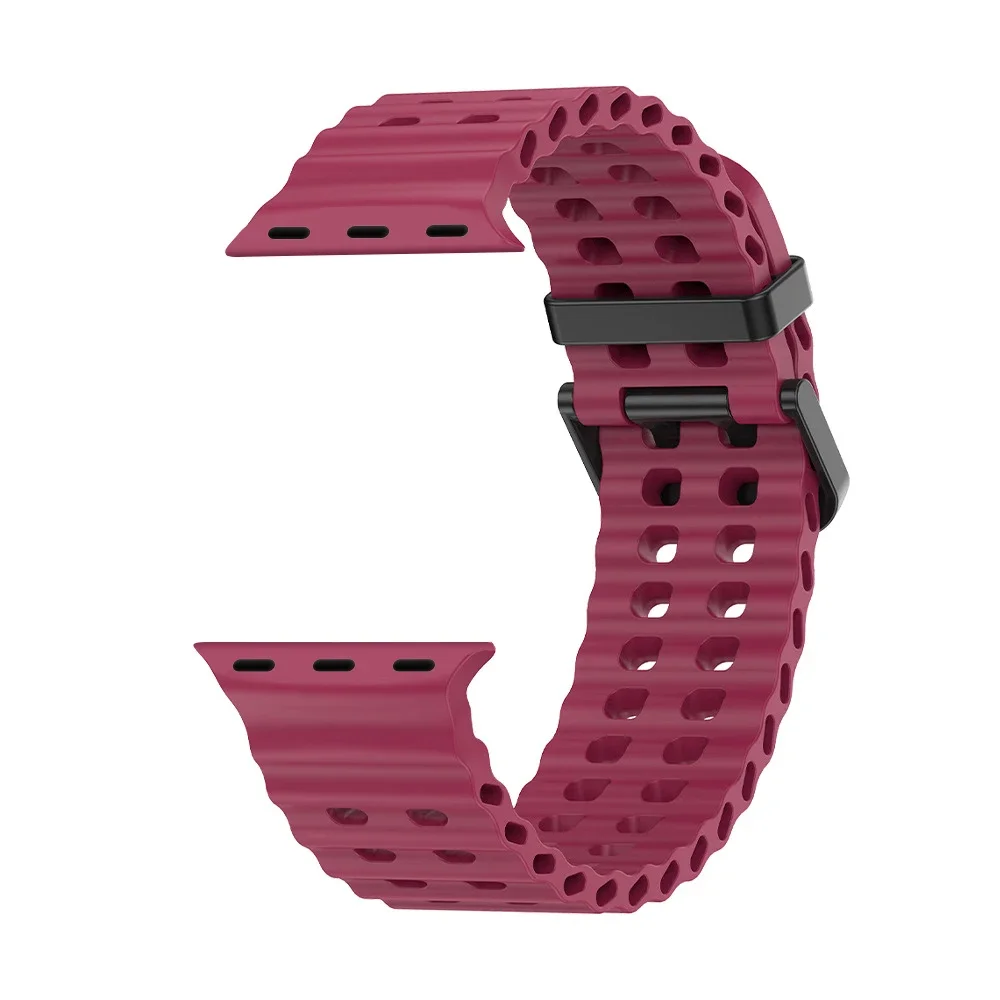 Silicone Ocean strap for Apple Watch Band 42mm 46 44mm 45mm 49mm Breathable Bracelet for iwatch series 9/8/7/6/5/4/se ultra band