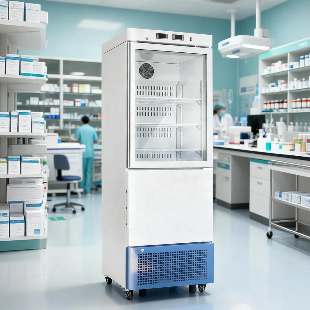 Manufacturer Laboratory Pharmacy Refrigerator 2°C-8°C/ -10°C- -25°C Refrigerator 300L Pharmacy Refrigeration Cabinet for Lab Use
