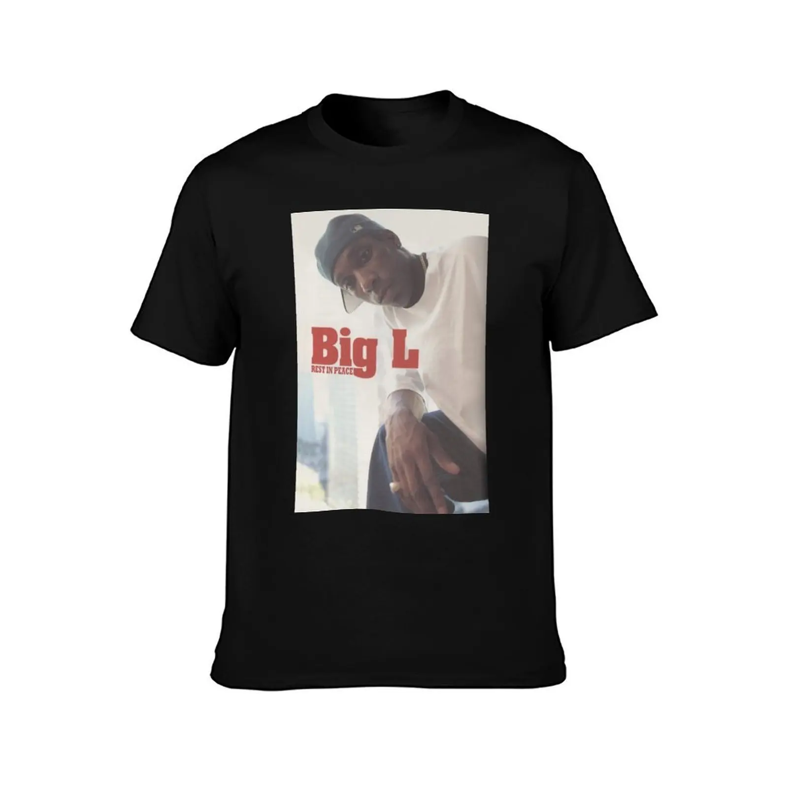 Big L Rest In Peace T-Shirt, Summer Casual Cotton Tee, Oversized Streetwear Tops, Vintage Graphic Print, Loose Fit Short Sleeve