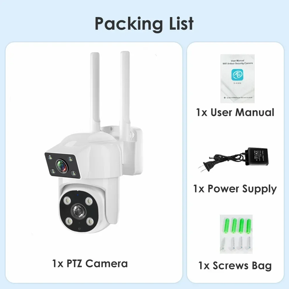 Imagem -06 - Câmera Cctv sem Fio ao ar Livre com Lente Dupla Rastreamento Humano ai Visão Noturna Colorida Wi-fi ip 4mp 2k Ptz