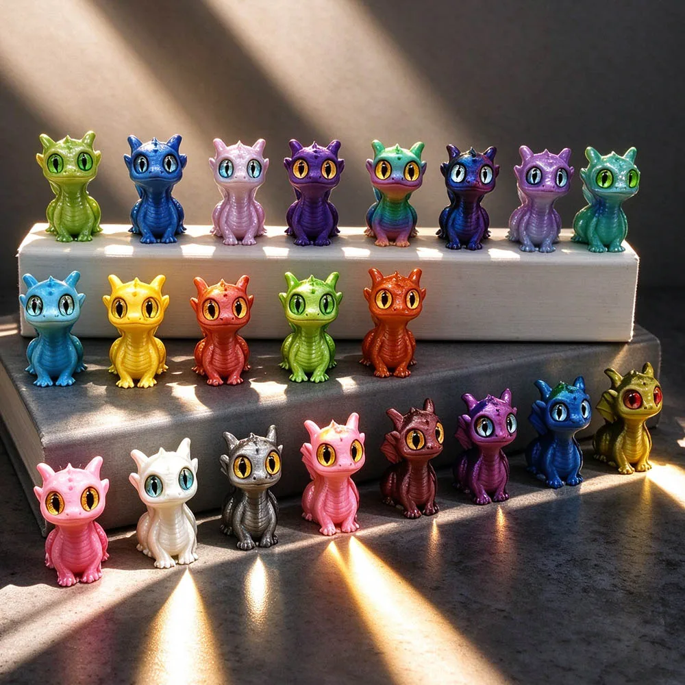 10/20 PCS Cute 3D Printed Mini Dragon Figurine Simulation Animal Model Trendy Desk Decor Creative Crafts Home Creative Ornaments