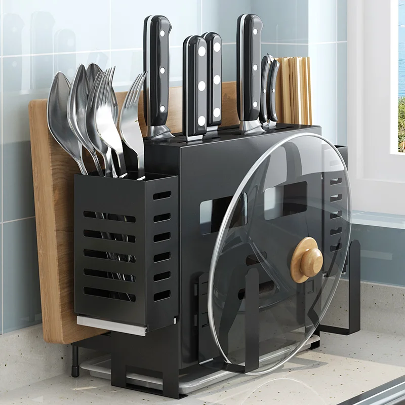 

Многофункциональная подставка для кухонных ножей и столовых приборов из нержавеющей стали, органайзер для хранения на кухне