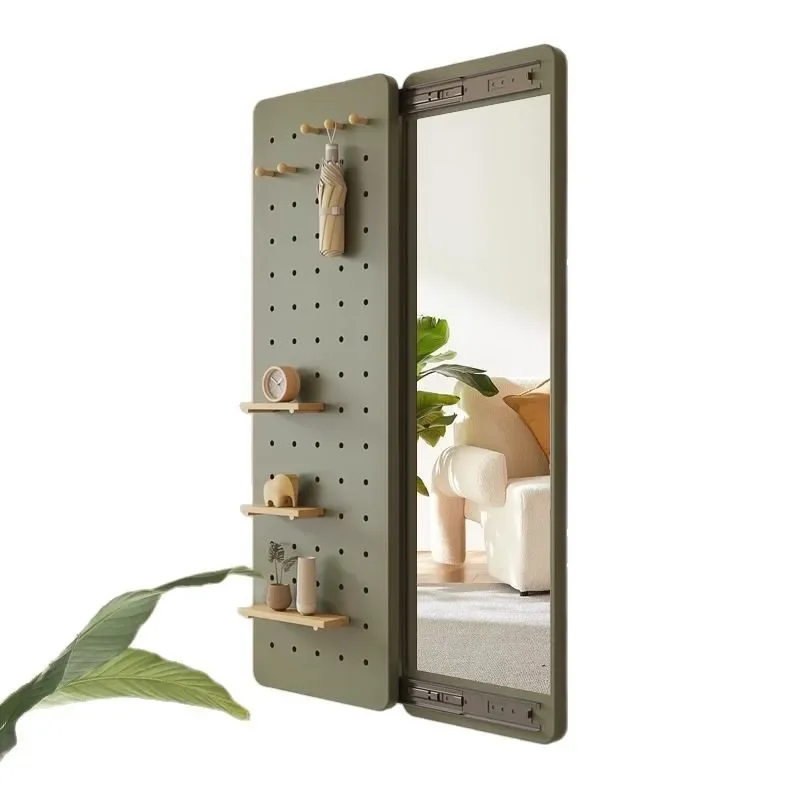 Invisible push-pull close hidden full-body mirror, attached to the wall to block wall-mounted hole board entrance