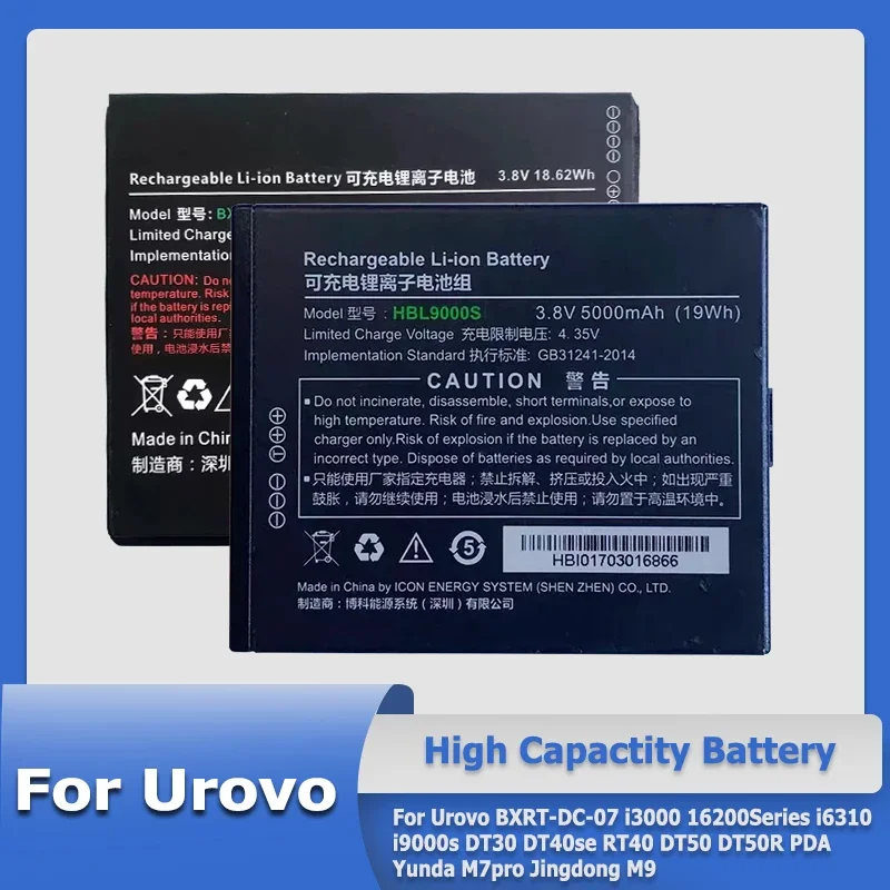 XDOU New Battery For Urovo BXRT-DC-07 i3000 16200Series i6310 i9000s DT30 DT50R DT40se RT40 DT50 PDA Yunda M7pro Jingdong M9