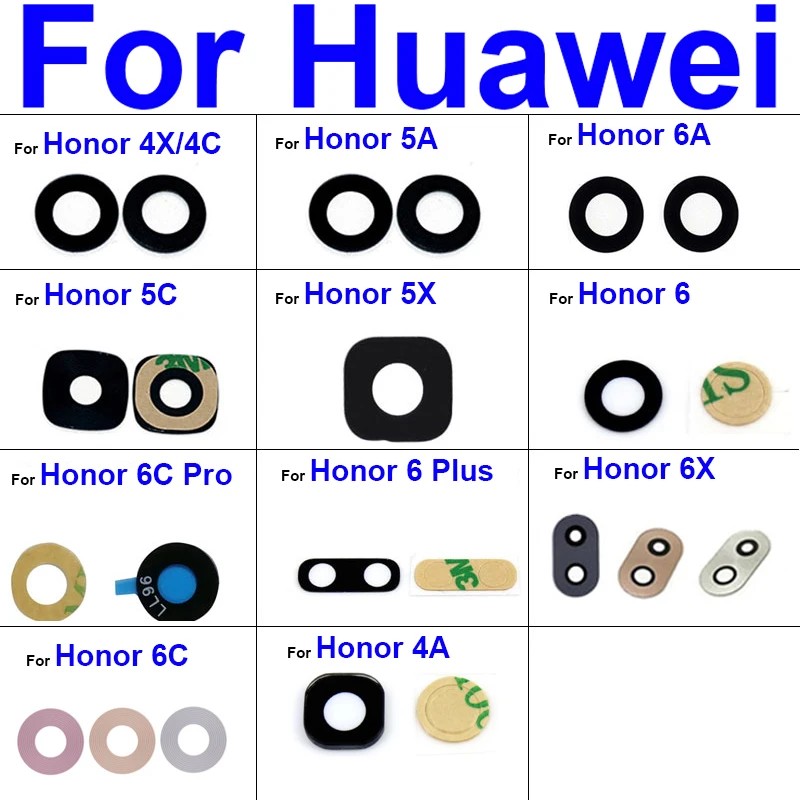 Стекло объектива задней камеры для Huawei Honor 4X 4C 4A 5A 5C 5X 6 6A 6C Pro 6X 6 Plus Стекло объектива камеры + ремонт наклейки Стекло объектива задней камеры для Huawei Honor 4X 4C 4A 5A 5C 5X 6 6A 6C Pro 6X 6 Plus Стекло объектива камеры + ремонт наклейки
