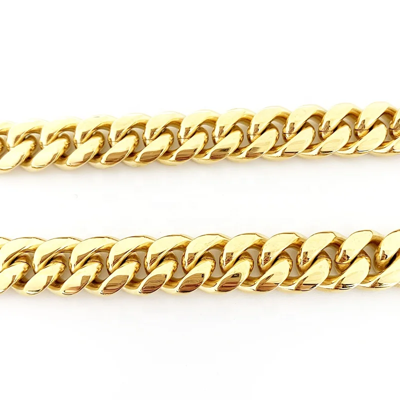 to Ready Ship Stock Stainless Steel 316L 18K Pvd Plated 8MM Miami Mens Cuban Chain Necklace..