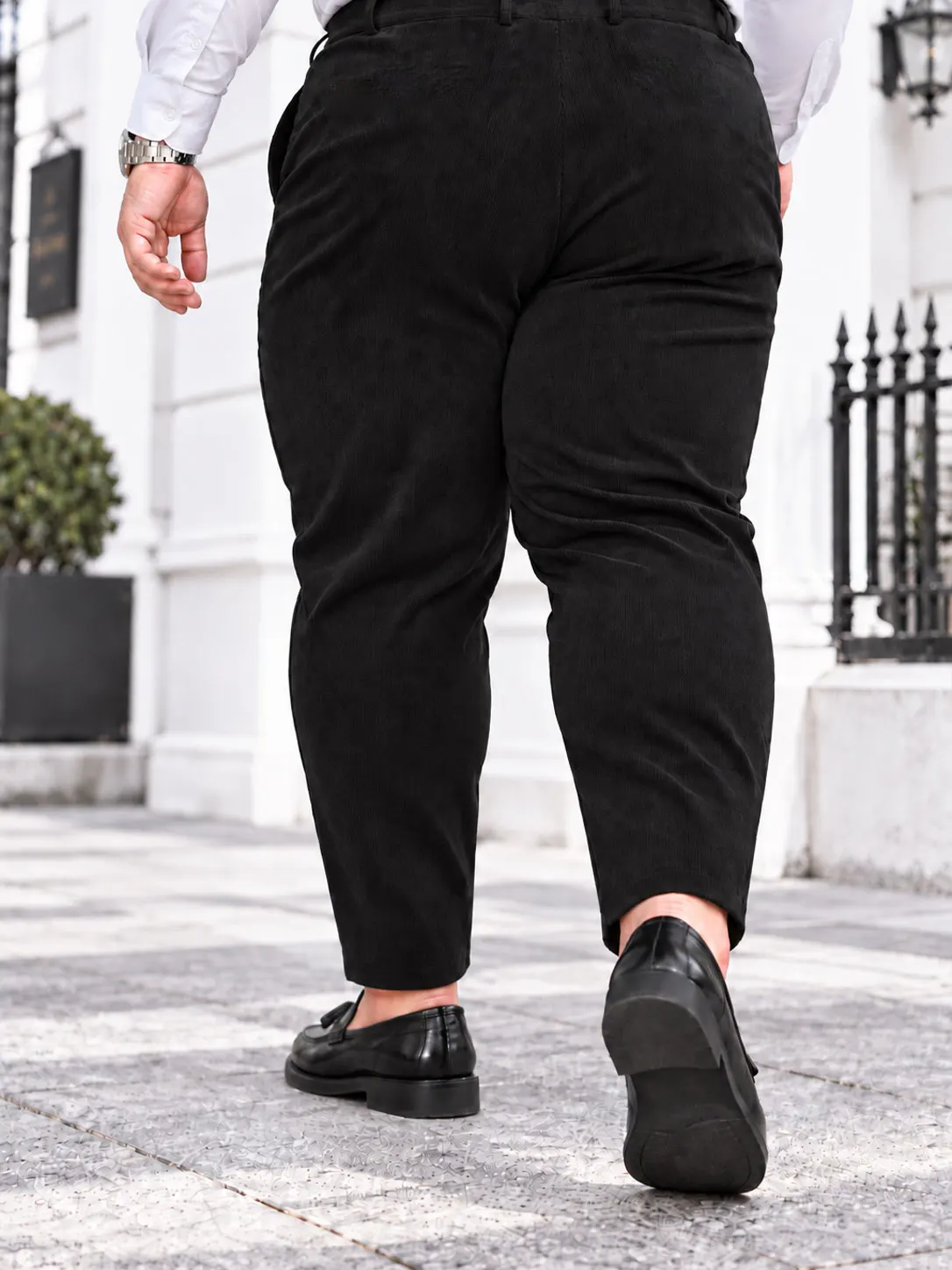 plus Size Men's Casual Velvet Suit Pants Soft Warm Button Waist Side Pocket Design Simple Business Style Autumn Winter Outfit