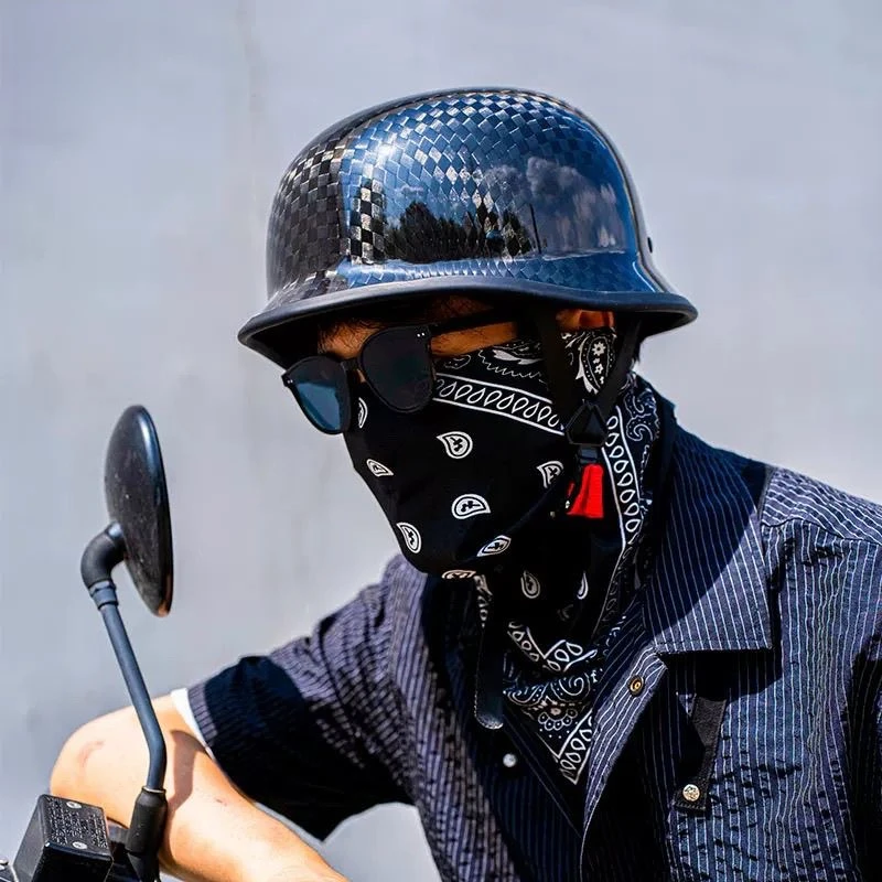 Vintage Ladle Helmet DOT Certified Half 12K Carbon Fiber Motorcycle Helmet Cruise Motorcycle German Soldier Helmets
