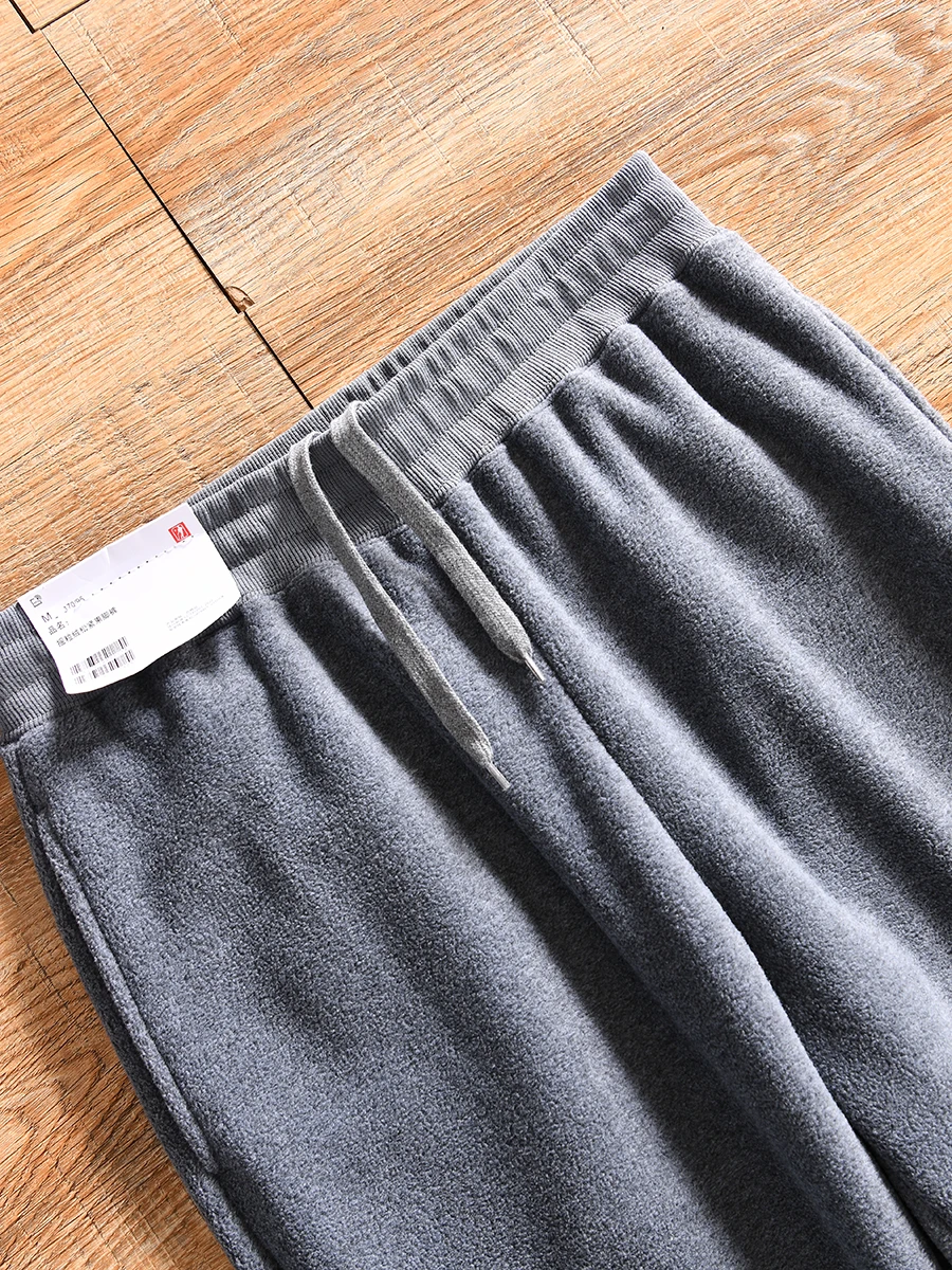 Double-Sided Fleece Elastic Waist Sweatpants Men's Sporty Casual Straight Leg Pants Polyester 100% Autumn Winter Basic Style