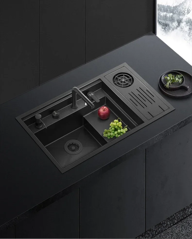 

Black Nano Invisible Latter Step Single Sink Kitchen Sink