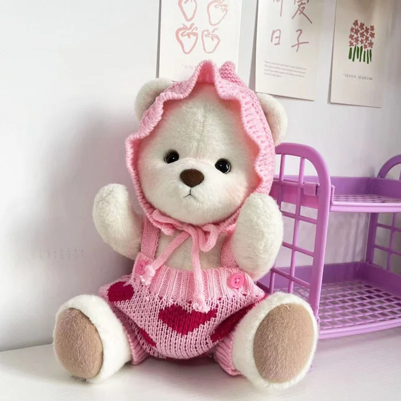 Conjunto de três peças de roupas cor de rosa, roupas de boneca urso, camisola do amor, decoração fofa, kawaii, apenas vendendo, venda quente, 30cm