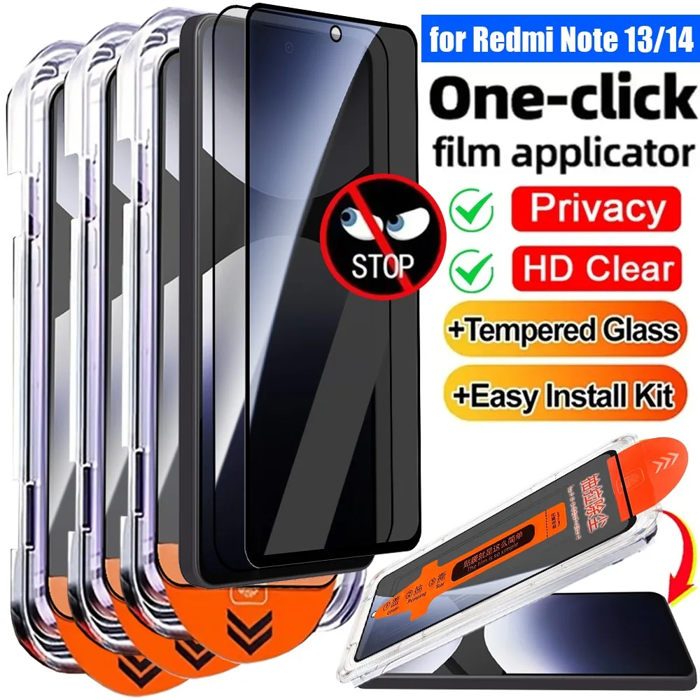 1/2/3 шт. Защитное стекло для Redmi Note 13 Pro 14 4G 5G, легко устанавливаемое, с функцией защиты конфиденциальности (антишпионское) / HD прозрачное, устойчивое к царапинам, закаленное стекло