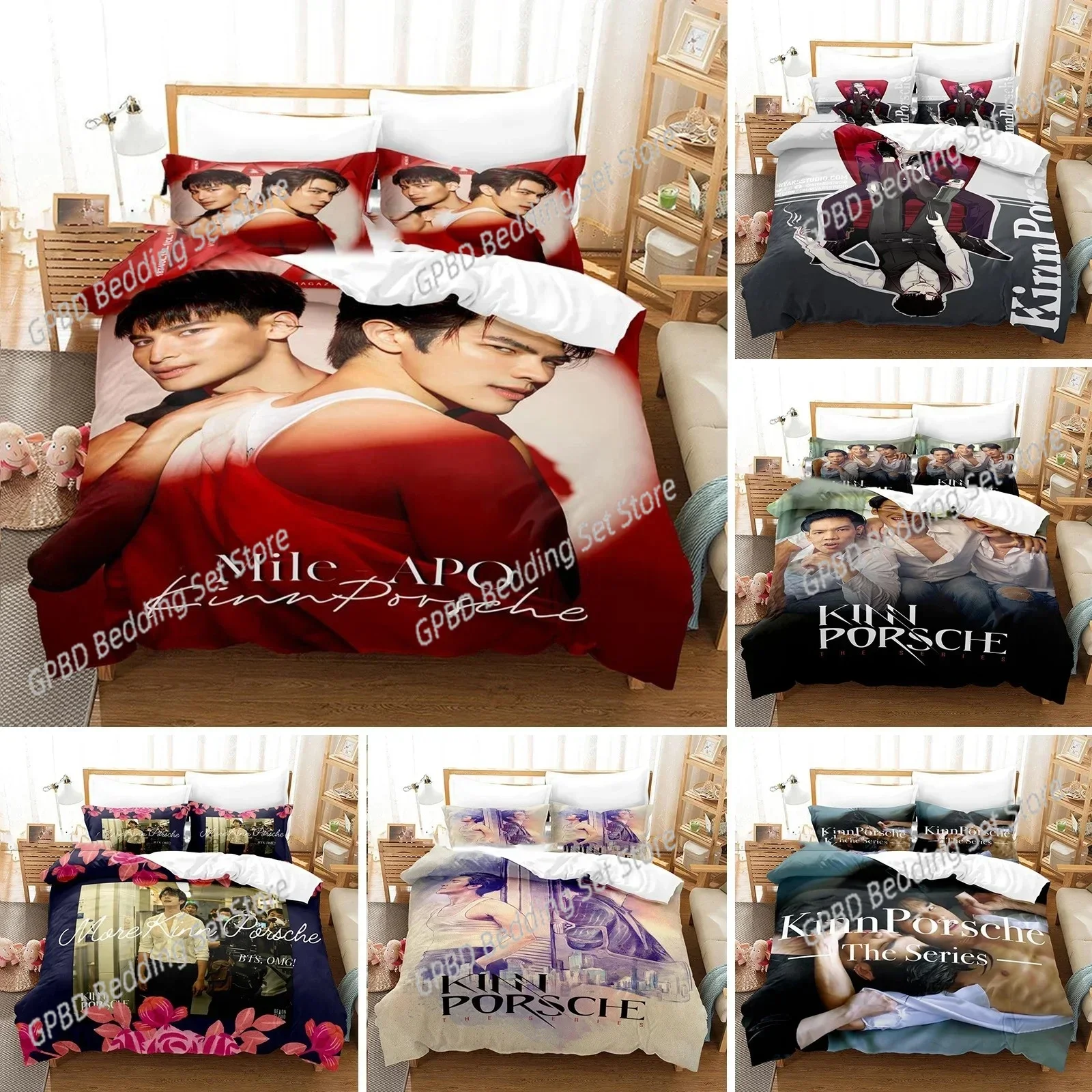 KinnPorsche Mileapo 3D Bedding Set Duvet Cover Pillowcases Single Twin Full Queen King Size Home Decor Quilt Boys Gift