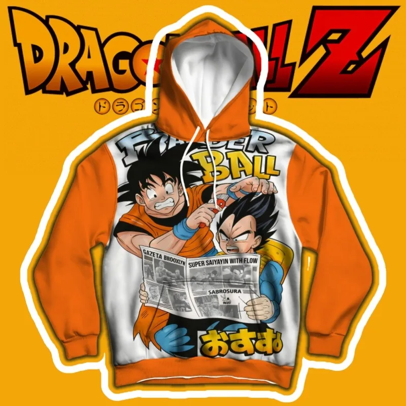 

Толстовка Dragon Ball с принтом комиксов Гоку и Вегеты, уникальный дизайн в стиле бандай, оранжево-белый и газетный дизайн, необходимый для фанатов