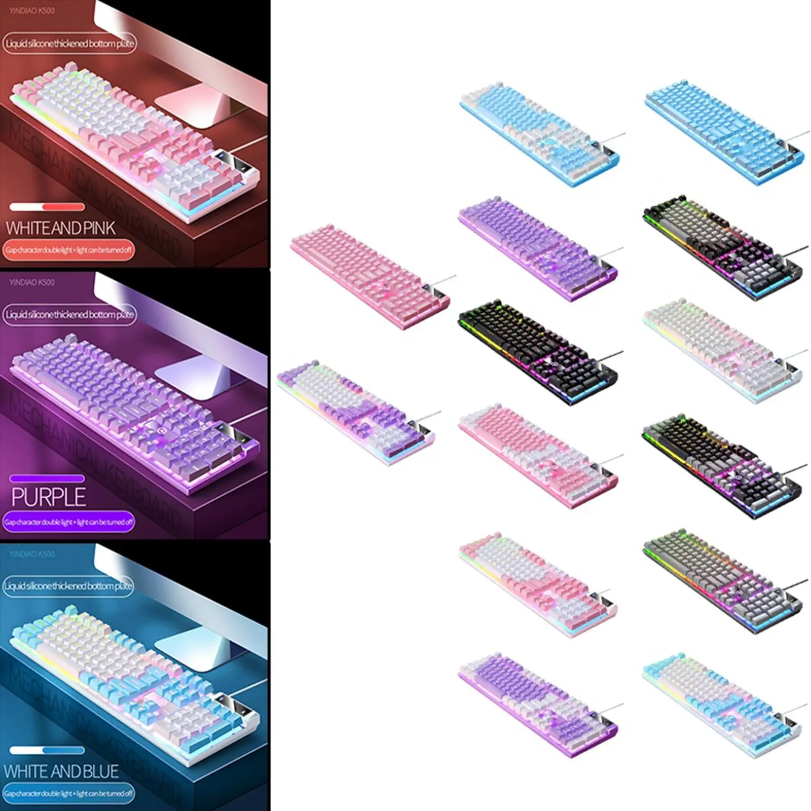 Mechanical Gaming Keyboard RGB Backlit USB LED Lighting Effects for Computer