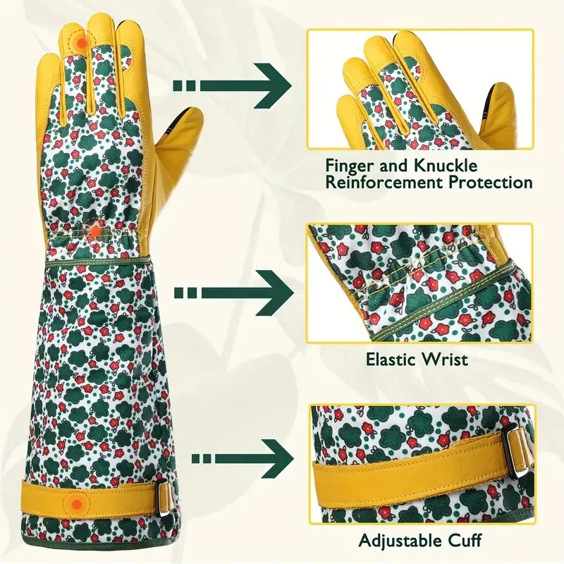 Устойчивые к проколам перчатки из воловьей кожи, защитные перчатки для садоводства, для обрезки розы, кактуса, пилинга каштана, защитные перчатки для работы