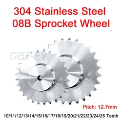 1Pcs 10T-25T 08B Sprocket Wheel for Roller Chain 10/11/12/13/14/15/16/17/18/19/20/21/22/23/24/25 Tooth 304 Stainless Steel Gear