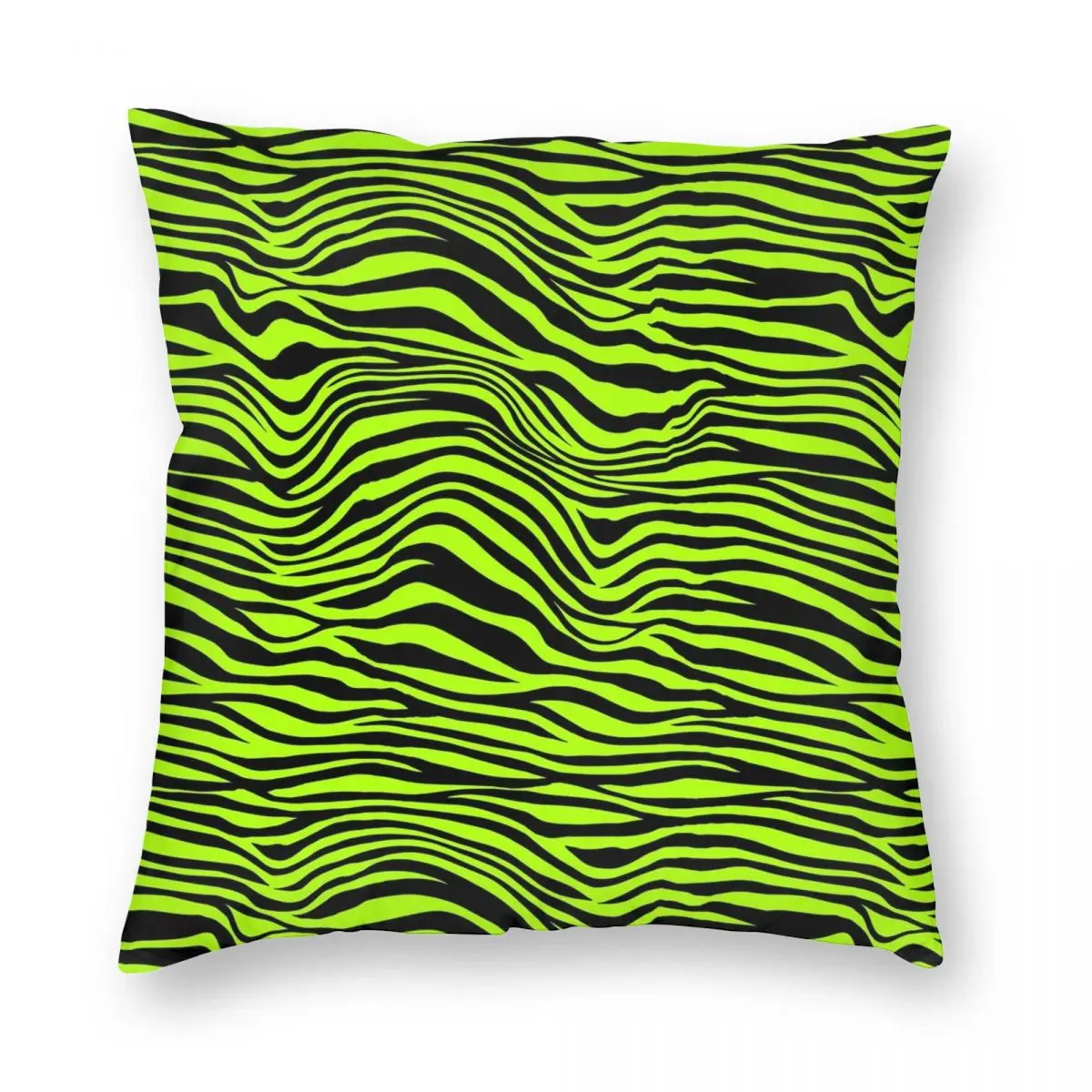 Neon Green Zebra Print Pillowcase Soft Polyester Cushion Cover Decor Animal Pattern Pillow Case Cover Home Square 18''