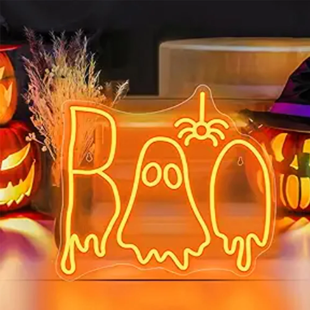 

Ghost Neon Sign Boo Led Light Up Sign Halloween Decoration For Home Living Room Dimmable Sign For Halloween Party Bar Club Logo