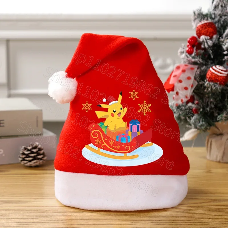 Pokemon Pikachu Christmas Ornaments Santa Hats New Year Dinner Party Home Decor Xmas Hat Cartoon Anime Derivative Peripherals